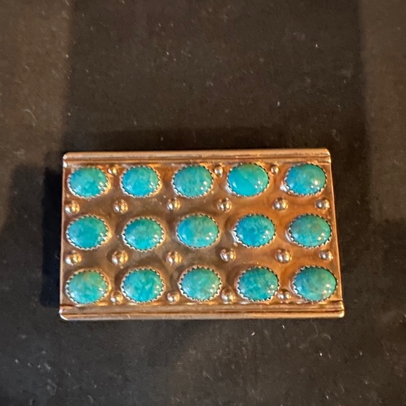 Beautiful sterling & turquoise handmade belt buckle main image 4